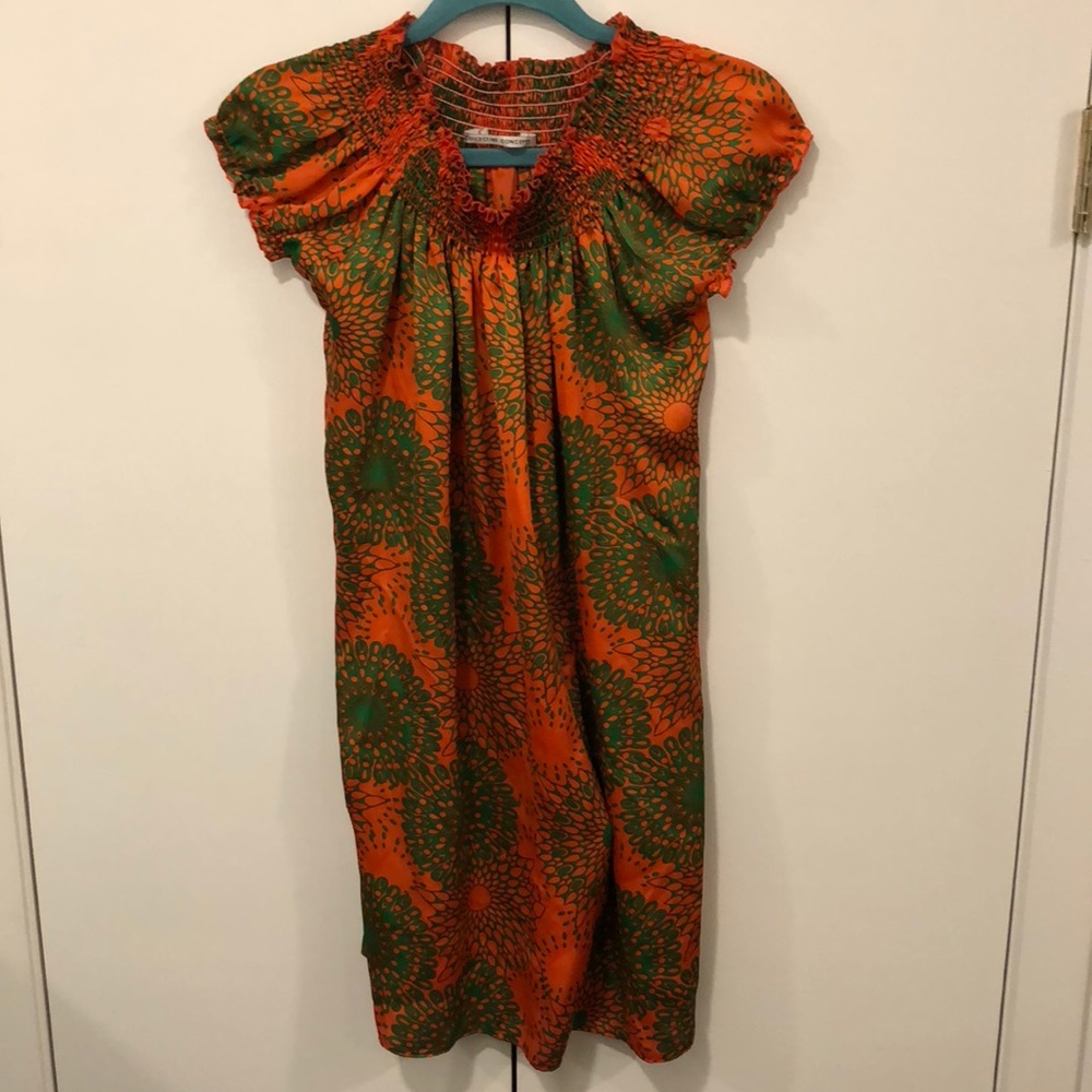 Orange and green dress